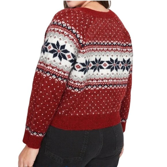 Old Navy Red White Fairisle Plussize Cardigan Sweater Size XXL - Picture 4 of 8